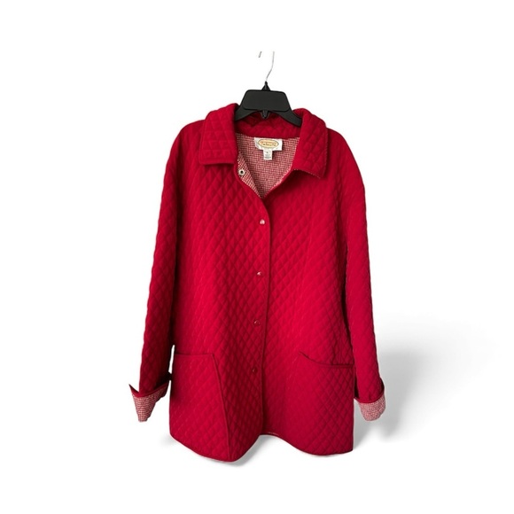 Talbots Jackets & Blazers - Talbots vintage lightweight button snap, quilted red jacket, barn style size XL‌